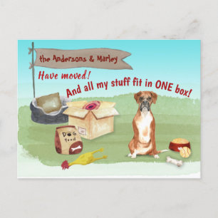 Moving Cute Boxer Dog Our New Home Address     Postcard