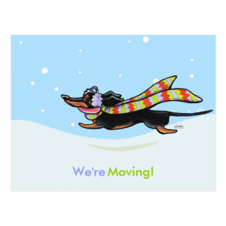 Moving Dachshund Winter New Address Announcements Postcard