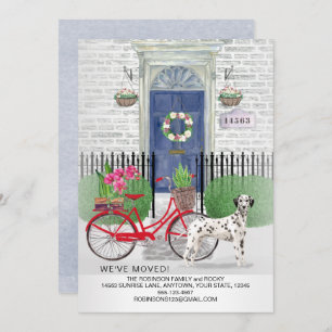 Moving Dalmatian Dog Bicycle Blue Door New Home Announcement