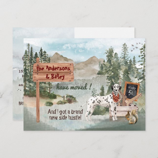 Moving Dalmatian Pine Woods New Address          Announcement Postcard (Front/Back)