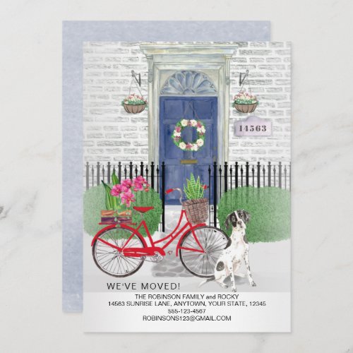 Moving English Pointer Dog Bicycle Blue Door    Announcement
