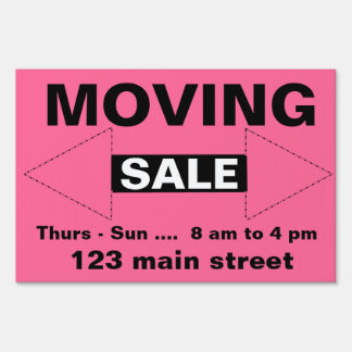Moving, Estate, Yard or Garage Sale Yard Sign