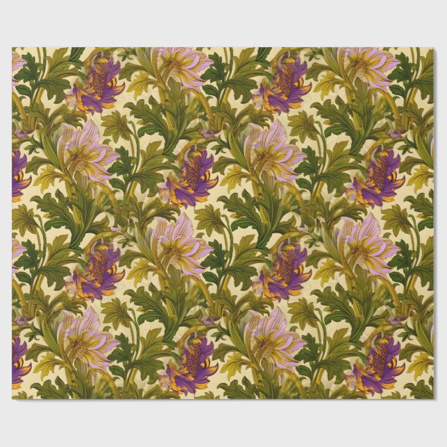 Moving Flowers Romantic Shade Wrapping Paper (Flat)
