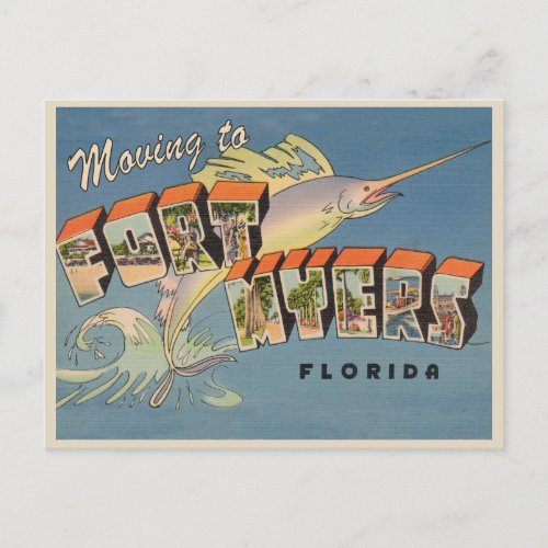 Moving Fort Myers Florida Vintage Address Change Postcard