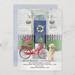 Moving Golden Retriever Dog Bicycle Blue Door Announcement