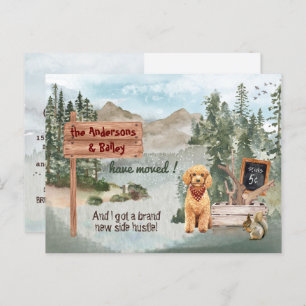 Moving Goldendoodle Puppy Woods New Address      Announcement Postcard