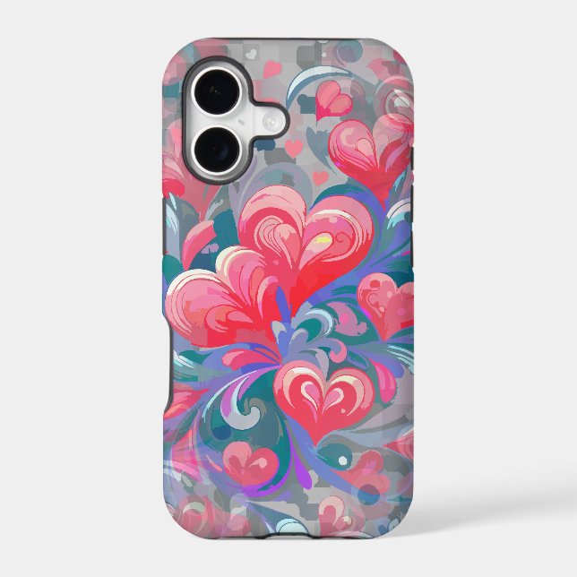 Moving hearts pattern, red and blue. iphone case (Back)