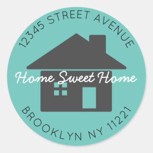 Moving Home Sweet Home Teal Return Address Label