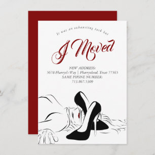 Moving is Exhausting Black and Red New Address Announcement