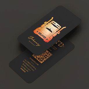 Moving Logistic Truck Driver Orange Black Business Card