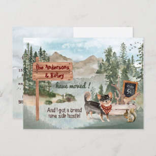 Moving Long Haired Chihuahua Pine New Address      Announcement Postcard