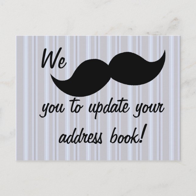 Moving Mustache Announcement Postcard (Front)