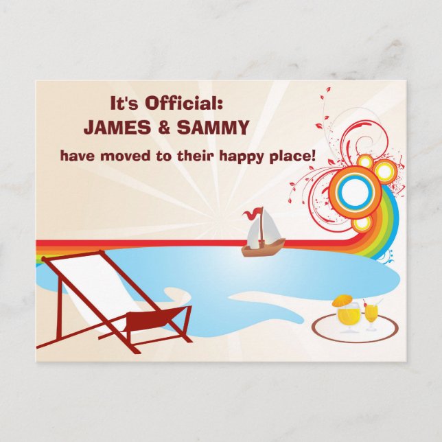 Moving New Address Beach Announcement Postcard (Front)