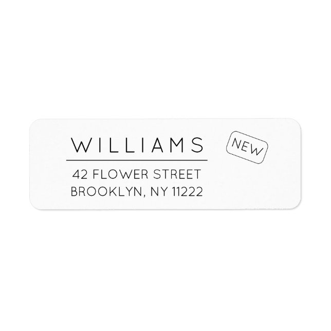 Moving. New Address. Minimal Typography 01a. Label (Front)