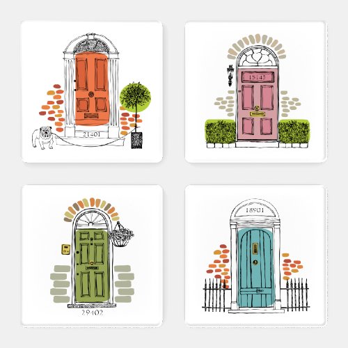 Moving New Home Personalized Zip Code History Coaster Set