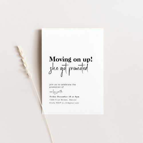 Moving on Up Promotion Party Invite