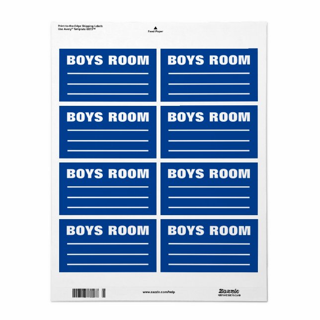 Moving Packing Organizing Labels -  Boys Bedroom  (Full Sheet)