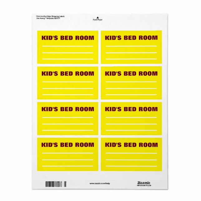 Moving Packing Organizing Labels -  Child Bedroom (Full Sheet)