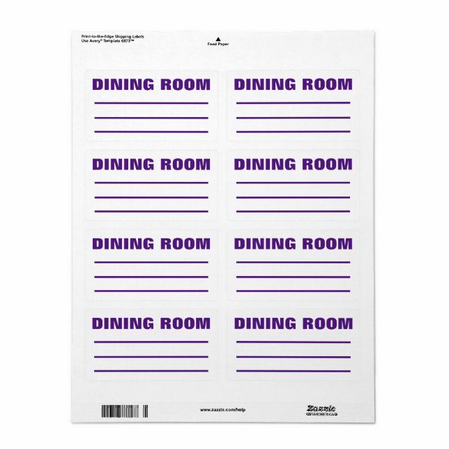 Moving Packing Organizing Labels -  Dining Room (Full Sheet)