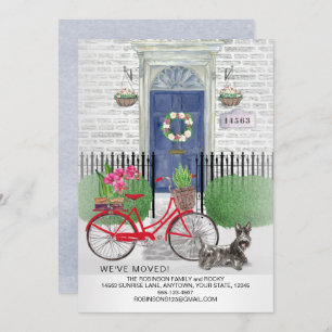 Moving Scottish Terrier Bicycle Blue Door Home Announcement