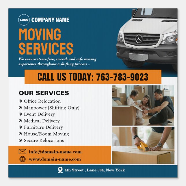 Moving Services Custom Yard Sign (Front)
