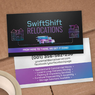 Moving Services - Relocation - Line art Business Card