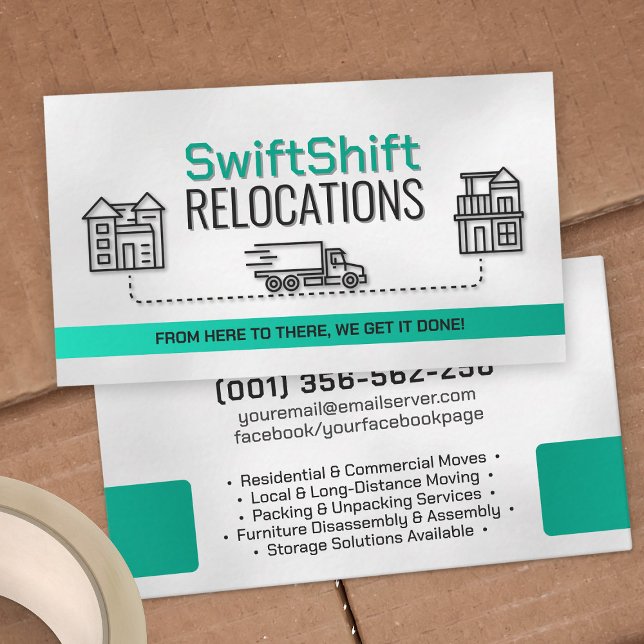 Moving Services - Relocation - Line art Business Card (Creator Uploaded)