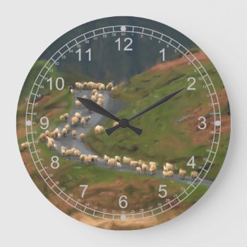 Moving Sheep Large Clock by Welshpixels at Zazzle