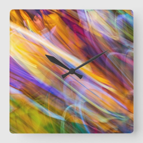 Moving stained glass 11 square wall clock