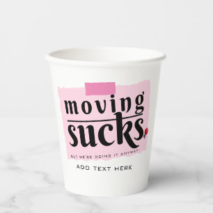 Moving Sucks! Modern Funny Farewell Good Bye Gift Paper Cups
