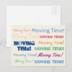 Moving Time colorful typography Postcard