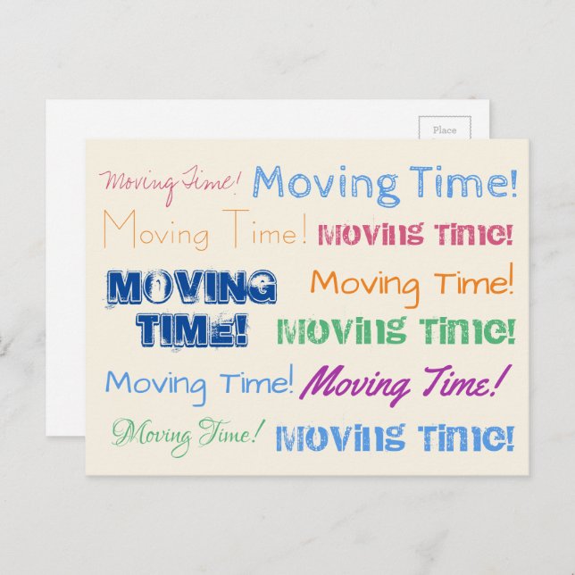 Moving Time colorful typography Postcard (Front/Back)