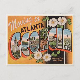 Moving to Atlanta Vintage Change of Address Announcement Postcard