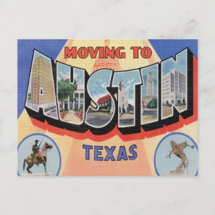 Moving to Austin, Texas Vintage Change of Address Announcement Postcard