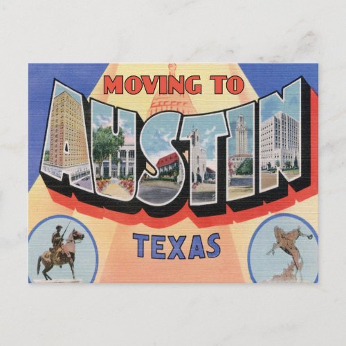 Moving to Austin Texas Vintage Change of Address Announcement Postcard