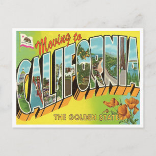 Moving to California Vintage Change of Address Announcement Postcard