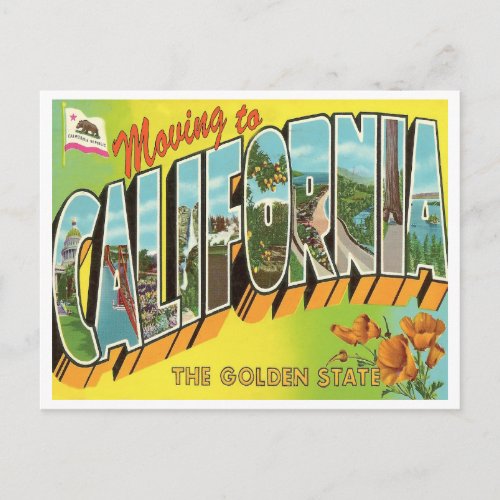 Moving to California Vintage Change of Address Announcement Postcard