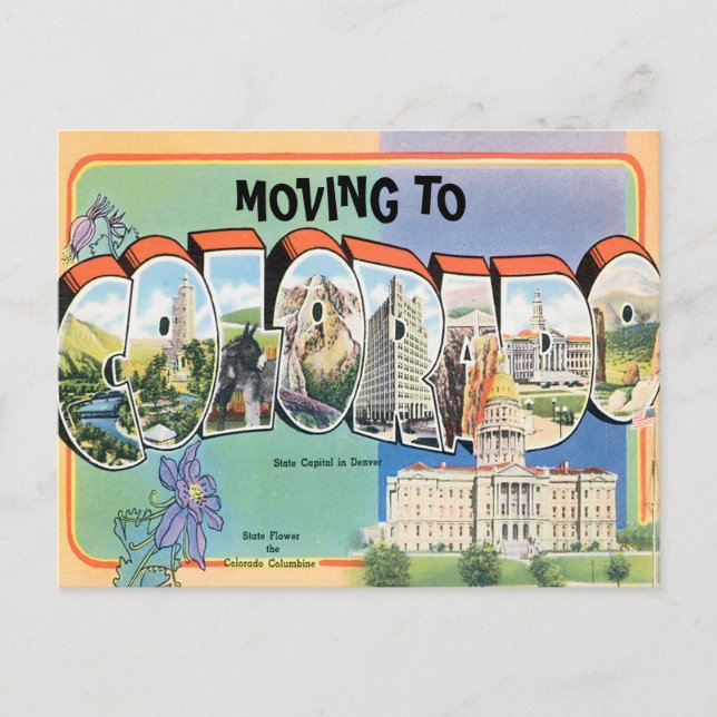 Moving to Colorado Vintage Change of Address Announcement Postcard (Front)