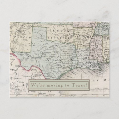 Moving to Custom City  State Vintage USA Map Postcard