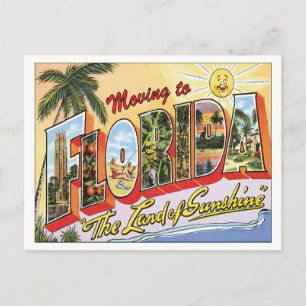Moving to Florida Vintage Change of Address Announcement Postcard