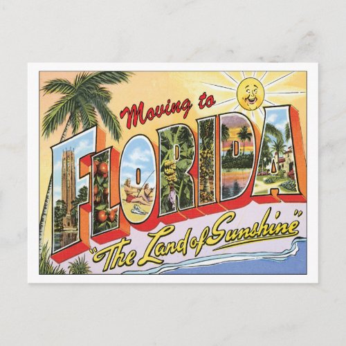 Moving to Florida Vintage Change of Address Announcement Postcard