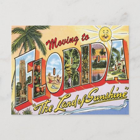 Moving To Florida Vintage Change Of Address Announcement Postcard