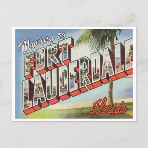 Moving to Fort Lauderdale Florida Vintage Address Postcard