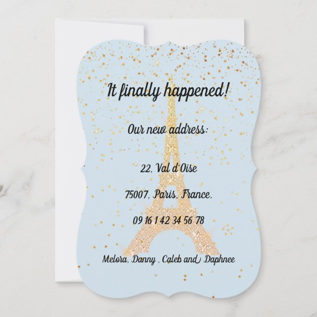 Moving to France 1 Announcement (Front)