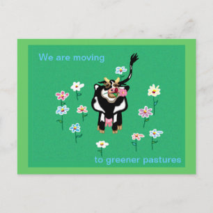 Moving to greener pastures announcement postcard