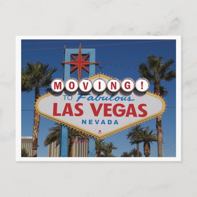 Moving to Las Vegas with classic sign Announcement Postcard (Front)