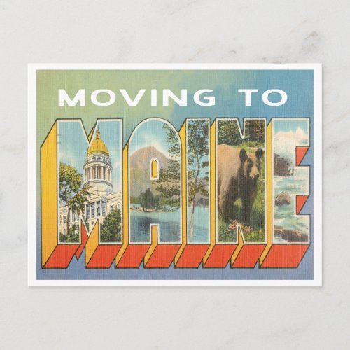 Moving to Maine Vintage Change of Address Announcement Postcard