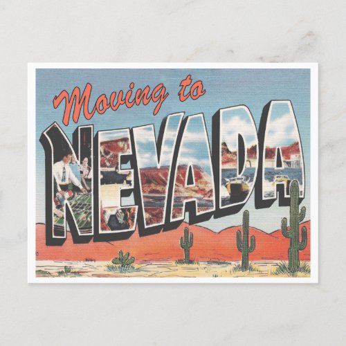 Moving to Nevada Vintage Style Address Change Postcard