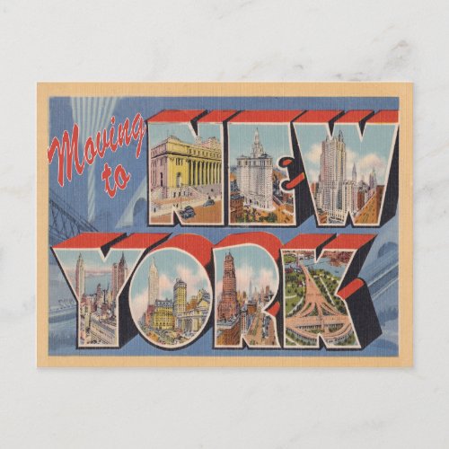 Moving to New York NY Vintage Change of Address Announcement Postcard