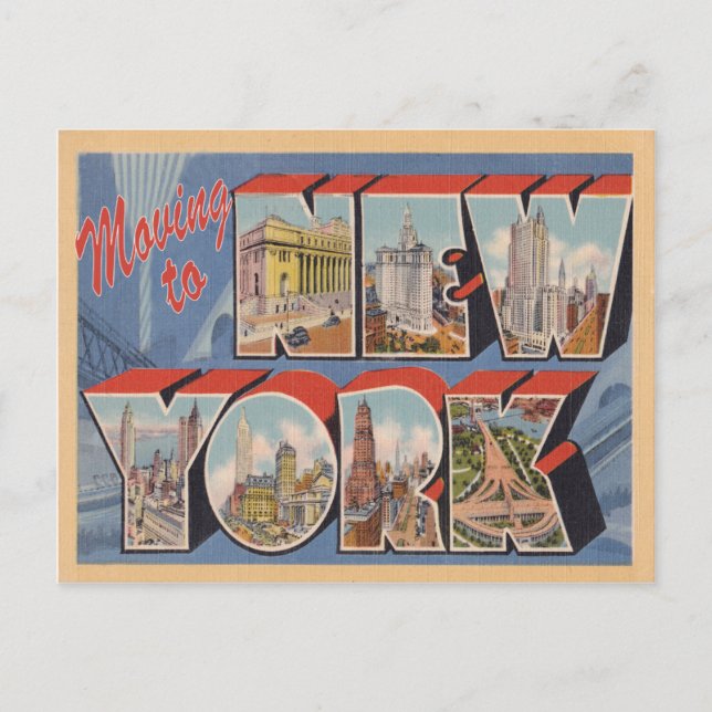 Moving to New York NY Vintage Change of Address Announcement Postcard (Front)